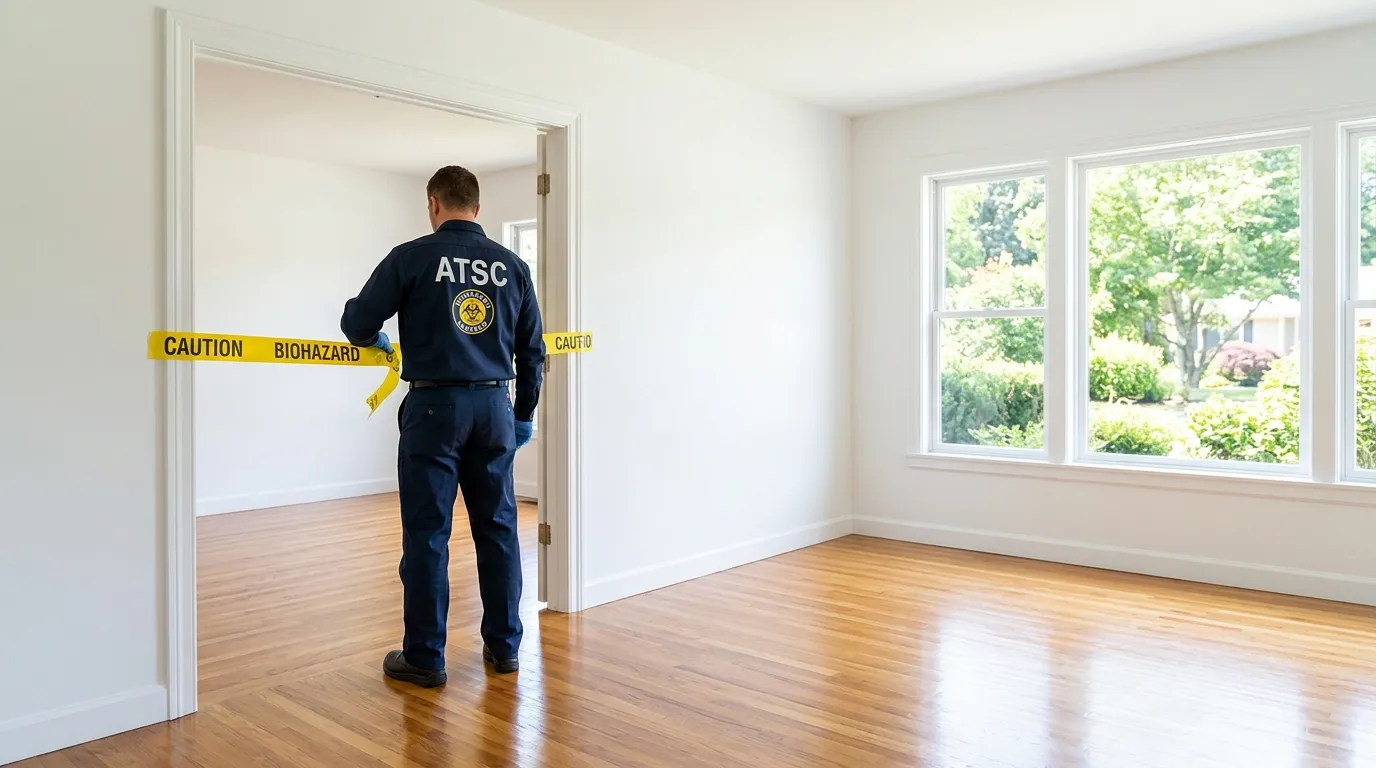 Certified biohazard cleanup crew performing Trauma Scene Cleanup in Clarksville